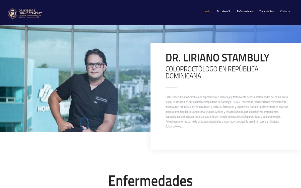 Captura del sitio web de Dr. Robert Liriano Stambuly