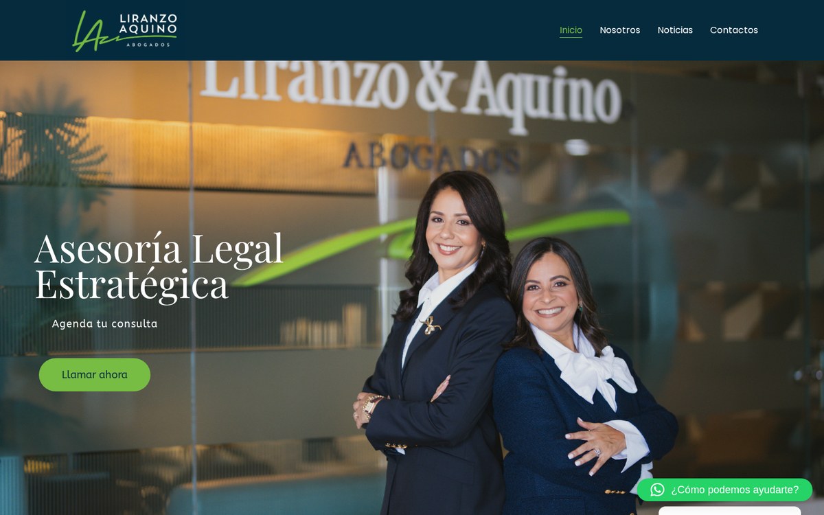 Captura del sitio web de Liranzo & Aquino Abogados