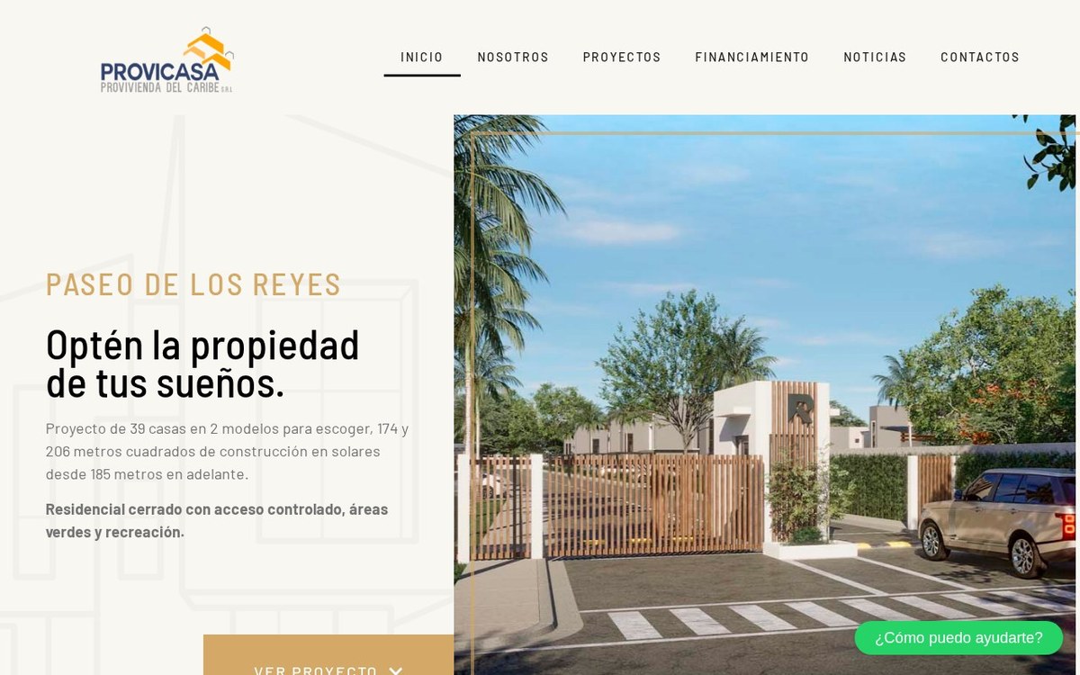Captura del sitio web de Provicasa