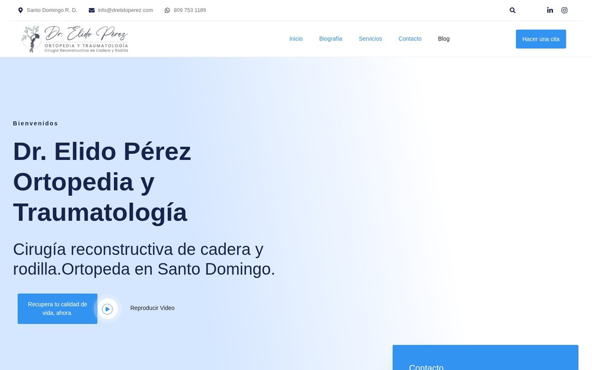 Captura del sitio web de Dr. Elido Pérez